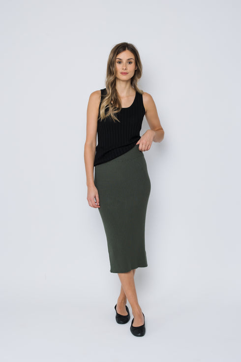 Lynne-Rib Knit Midi Skirt